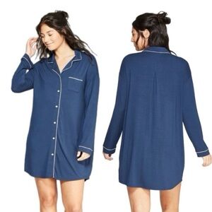 Stars Above Women's Navy Button-Down Nightshirt